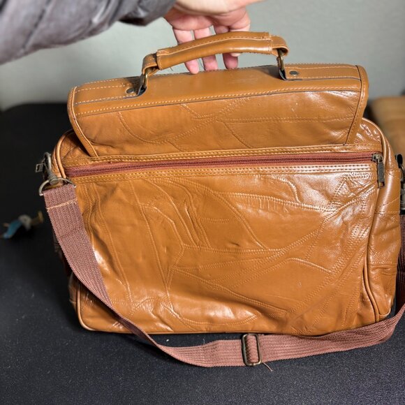Vintage Brown Leather Briefcase Carry On Bag by Pioneer Express - Picture 3 of 8